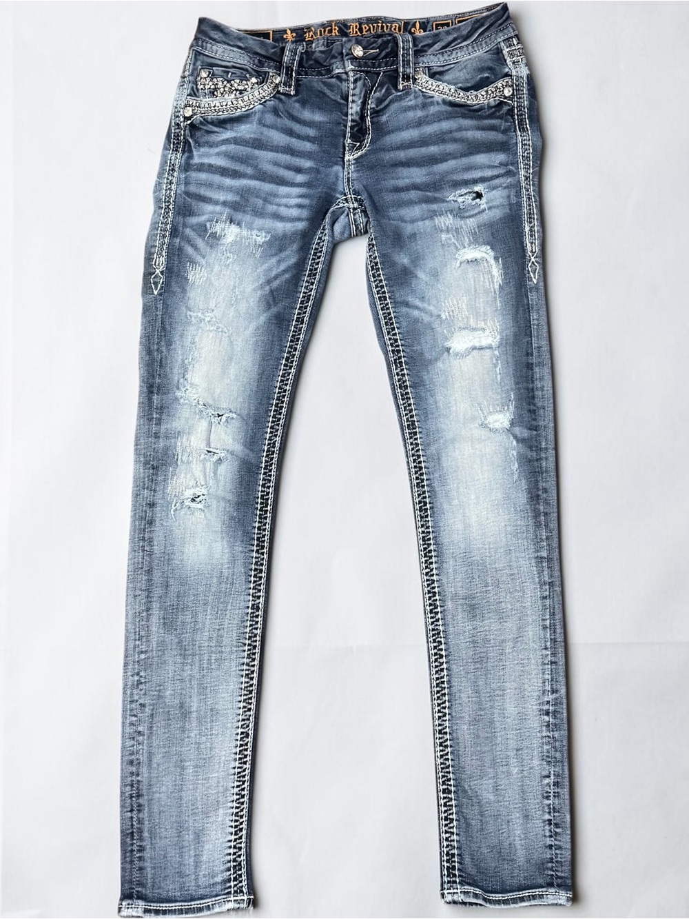 Y2k Rock Revival Luiza Distressed Skinny Jeans 27" size 5 Womens